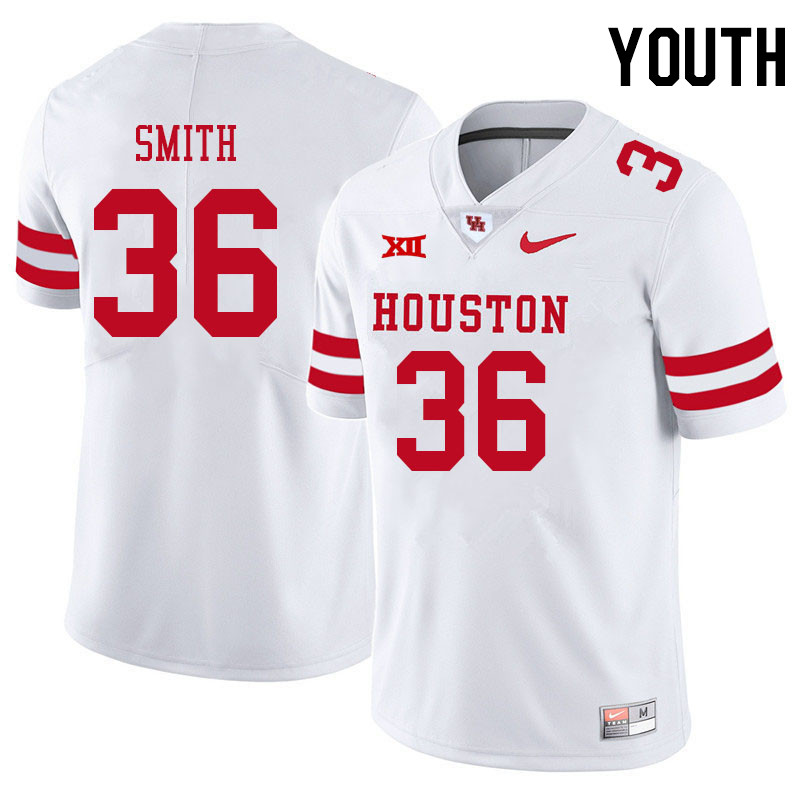 Youth #36 Sherman Smith Houston Cougars College Big 12 Conference Football Jerseys Sale-White - Click Image to Close